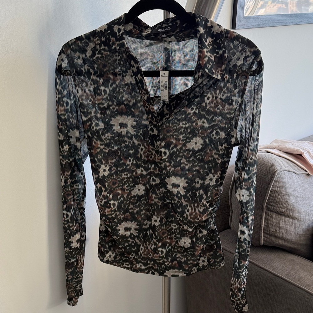 NWT Madewell Mesh Patterned Blouse
